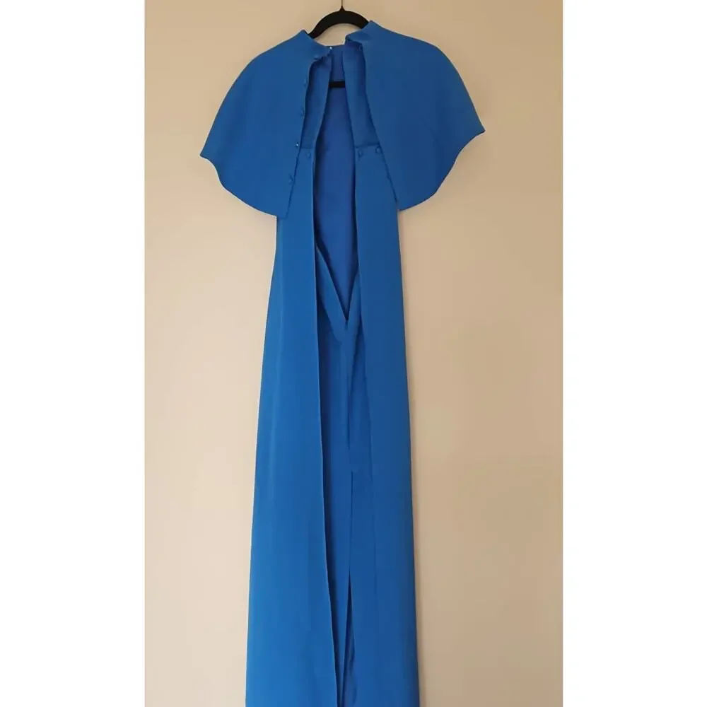 Teri Jon Cape Column Gown in Crepe – Size 2 - Picture 4 of 5